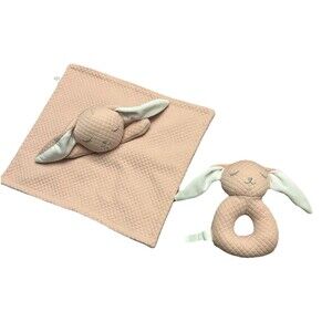 Dreamgro Pink Blush Bunny Lovey and Rattle Security Blankie Buddy